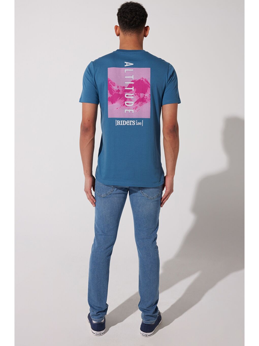 Regular Fit %100 Pamuk Bisiklet Yaka Petrol Mavisi Tişört-4