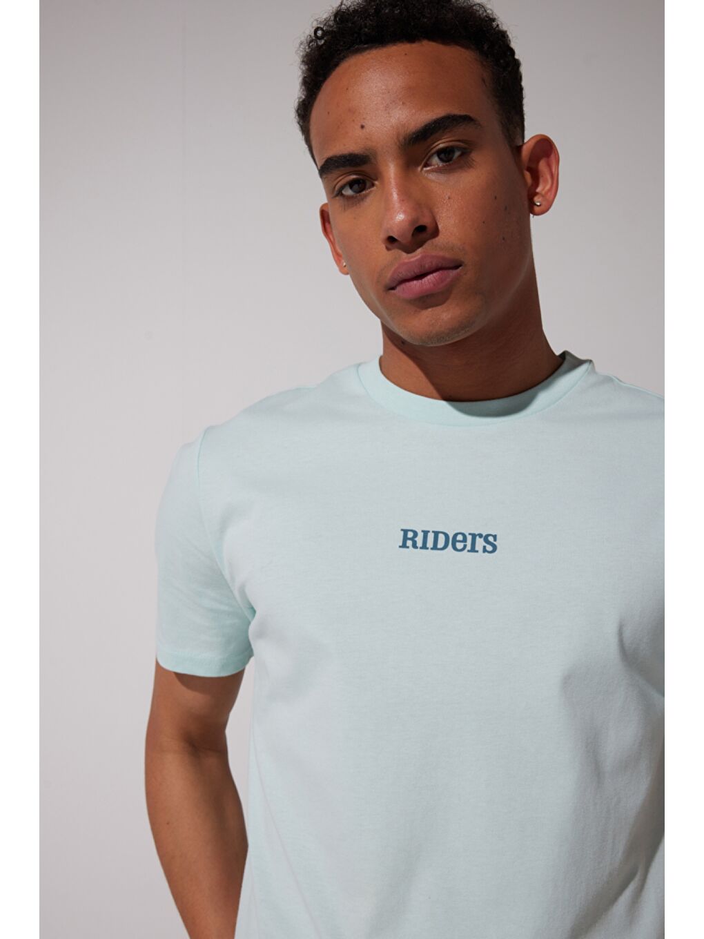 Loose Fit %100 Pamuk Bisiklet Yaka Mint Yeşili Tişört-1