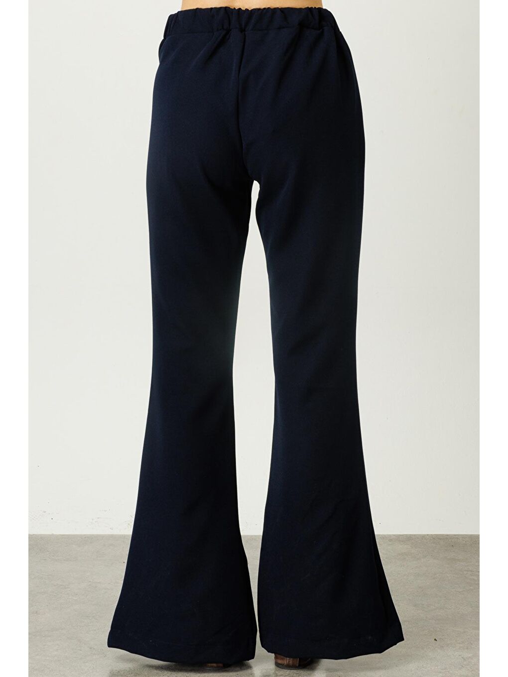 Önden Yırtmaçlı Yüksek Bel Pantolon - Lacivert-4