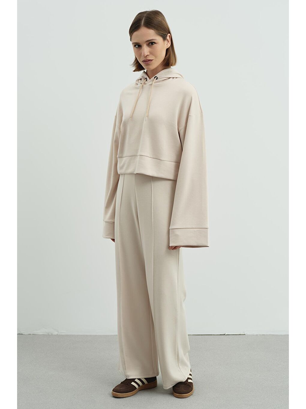 Pure Touch Kapüşonlu Sweat Bej-2