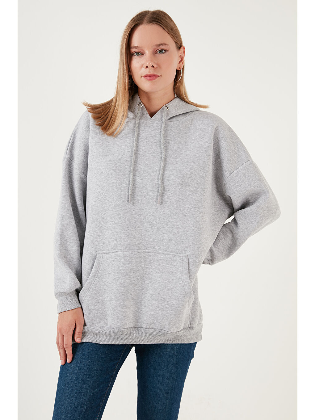 Gri Regular Fit Pamuklu Kapüşonlu Yaka Şardonlu Kışlık 2'li Paket Sweat 5863854S2-1