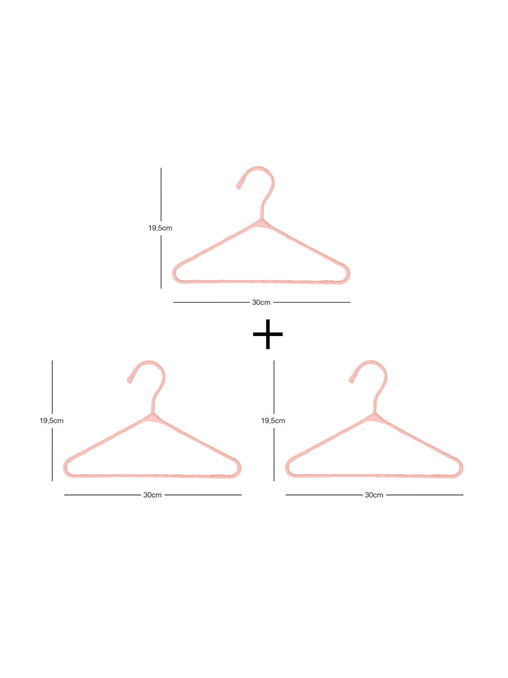 3'lü Pembe Renk Kumaş Kaplı Metal Bebek Giysi Askısı19.5 x 30 x 0.3 cm-6