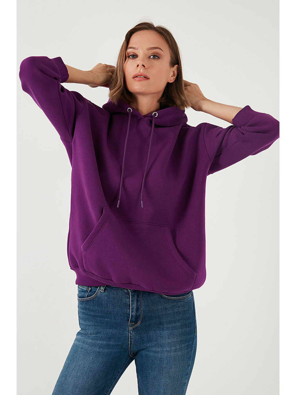 Gri Regular Fit Pamuklu Kapüşonlu Yaka Şardonlu Kışlık 2'li Paket Sweat 5863854S2-2