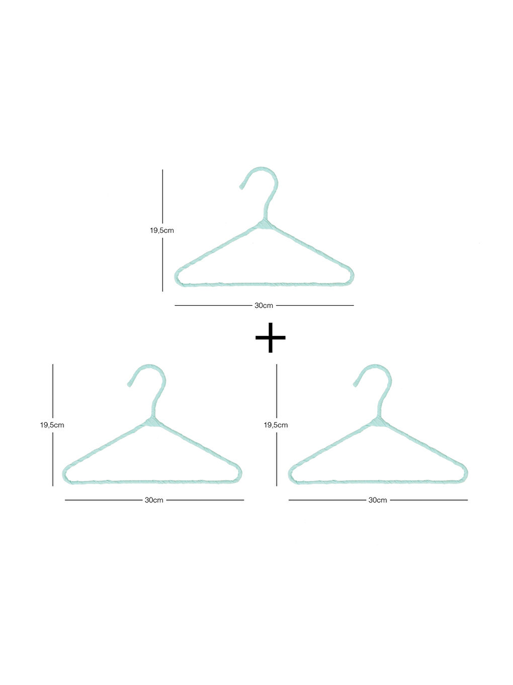 Yeşil 3'lü Mint Renk Kumaş Kaplı Metal Bebek Giysi Askısı19.5 x 30 x 0.3 cm-6