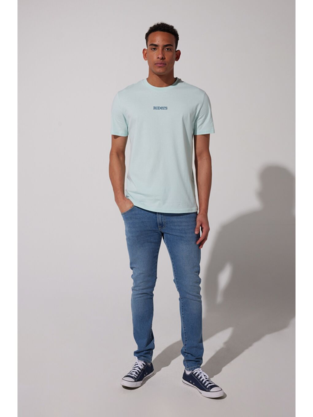 Loose Fit %100 Pamuk Bisiklet Yaka Mint Yeşili Tişört-4