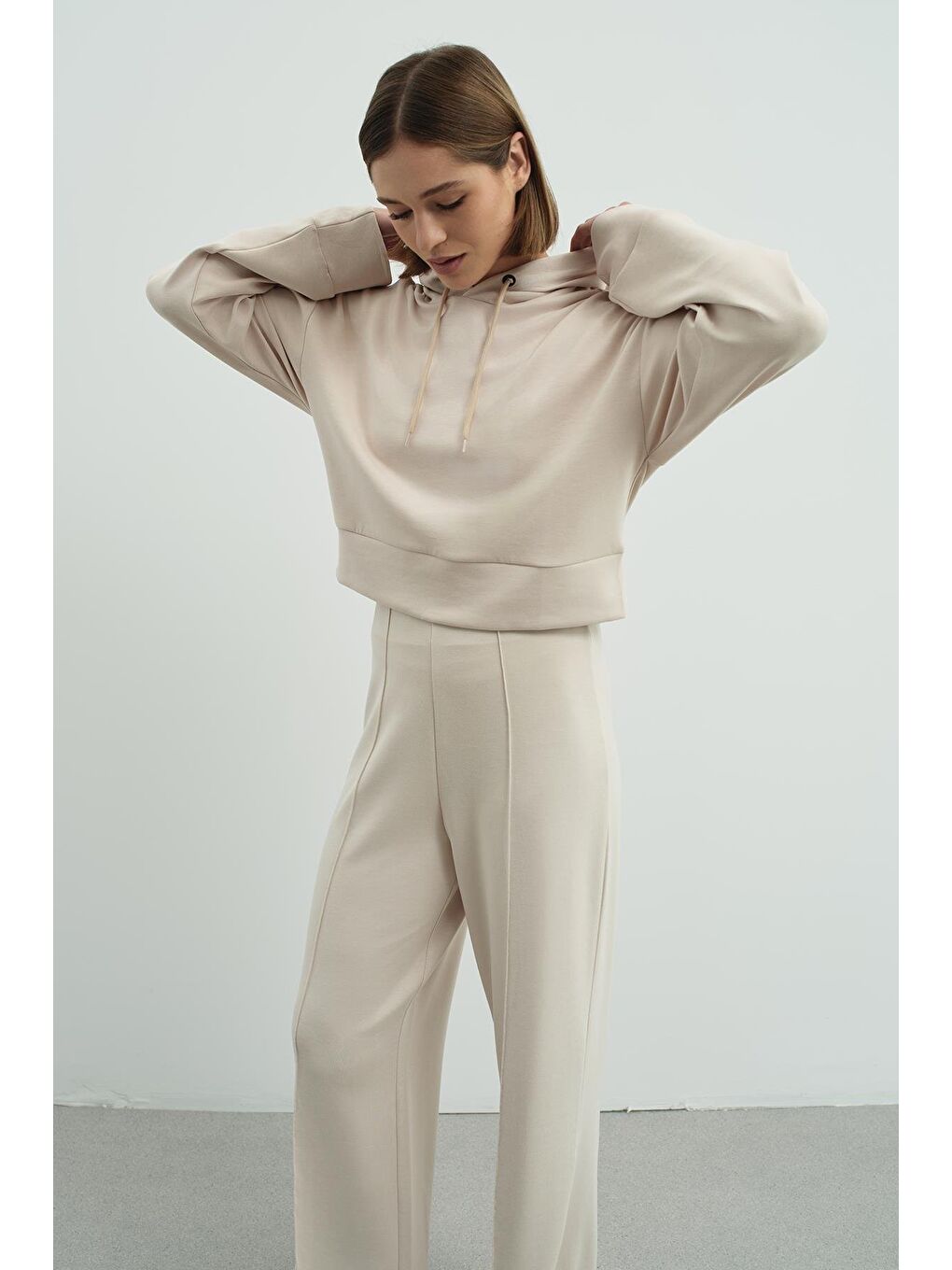 Pure Touch Kapüşonlu Sweat Bej-6