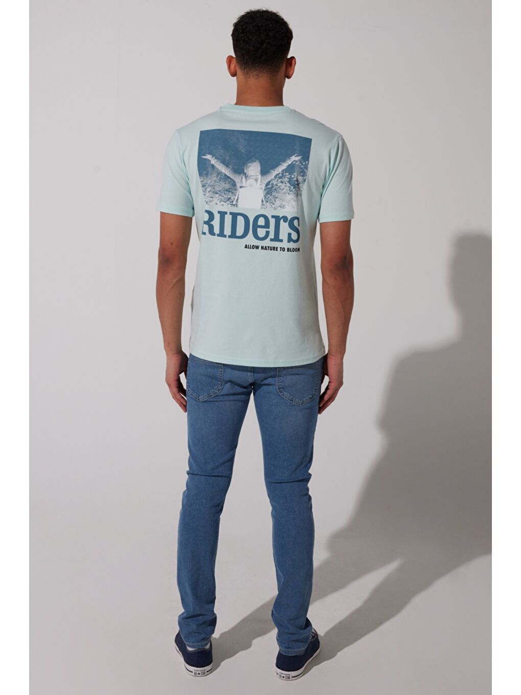 Loose Fit %100 Pamuk Bisiklet Yaka Mint Yeşili Tişört-5