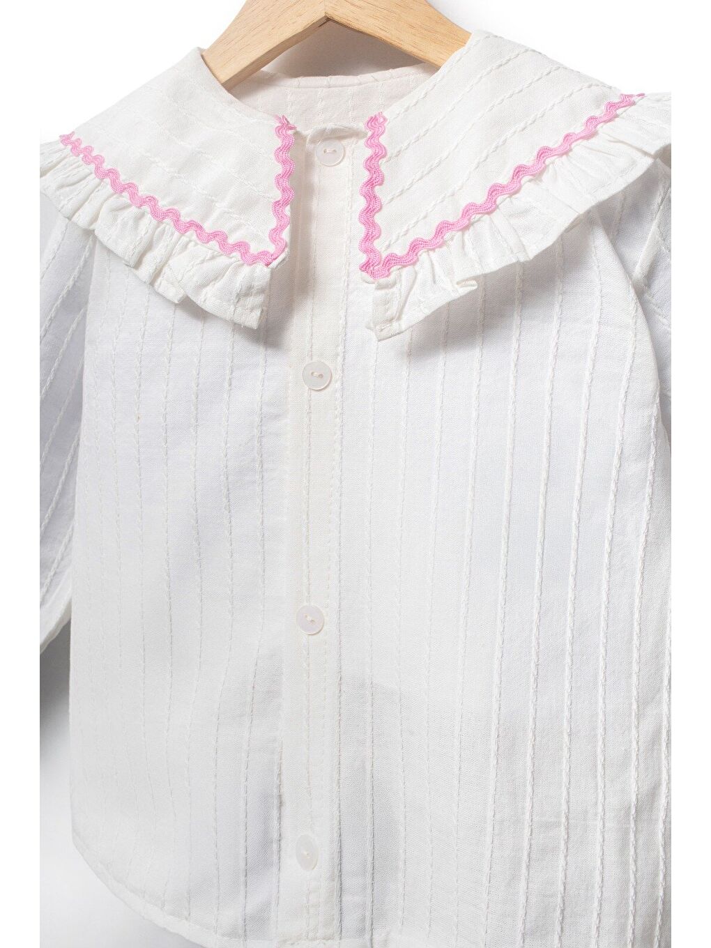 Beyaz Su Taşı Yaka Detaylı Kız Bebek Alt Üst Takım 9092-1