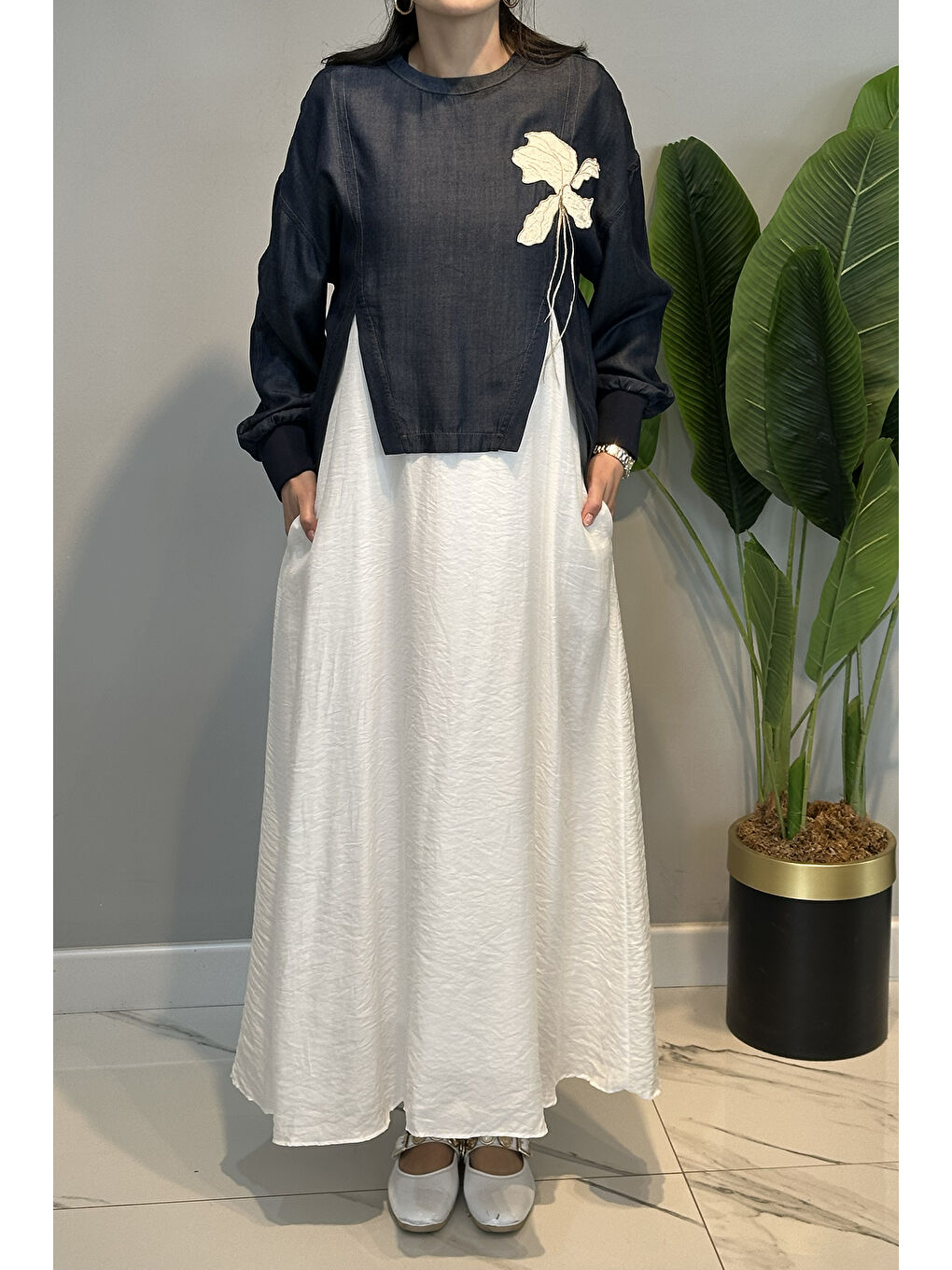 Double Dream Elbise Bluz Takım 5169 Mavi/Ekru-1