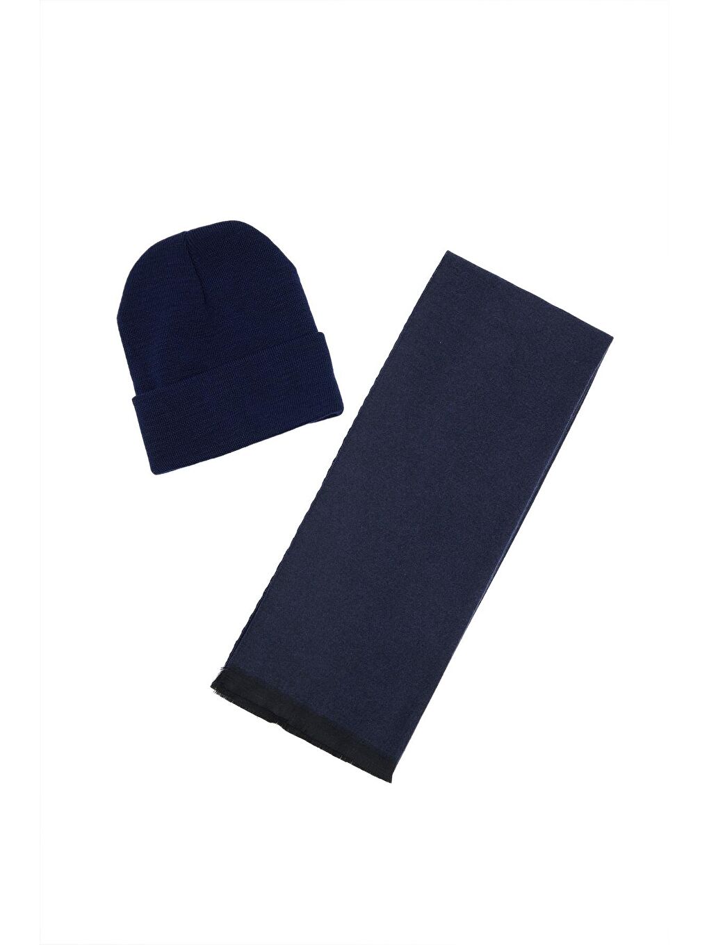 Erkek 2'Li Paket Sıcak Tutan Lacivert Atkı Bere Set