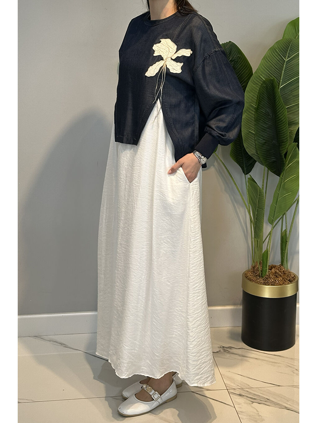 Double Dream Elbise Bluz Takım 5169 Mavi/Ekru-2