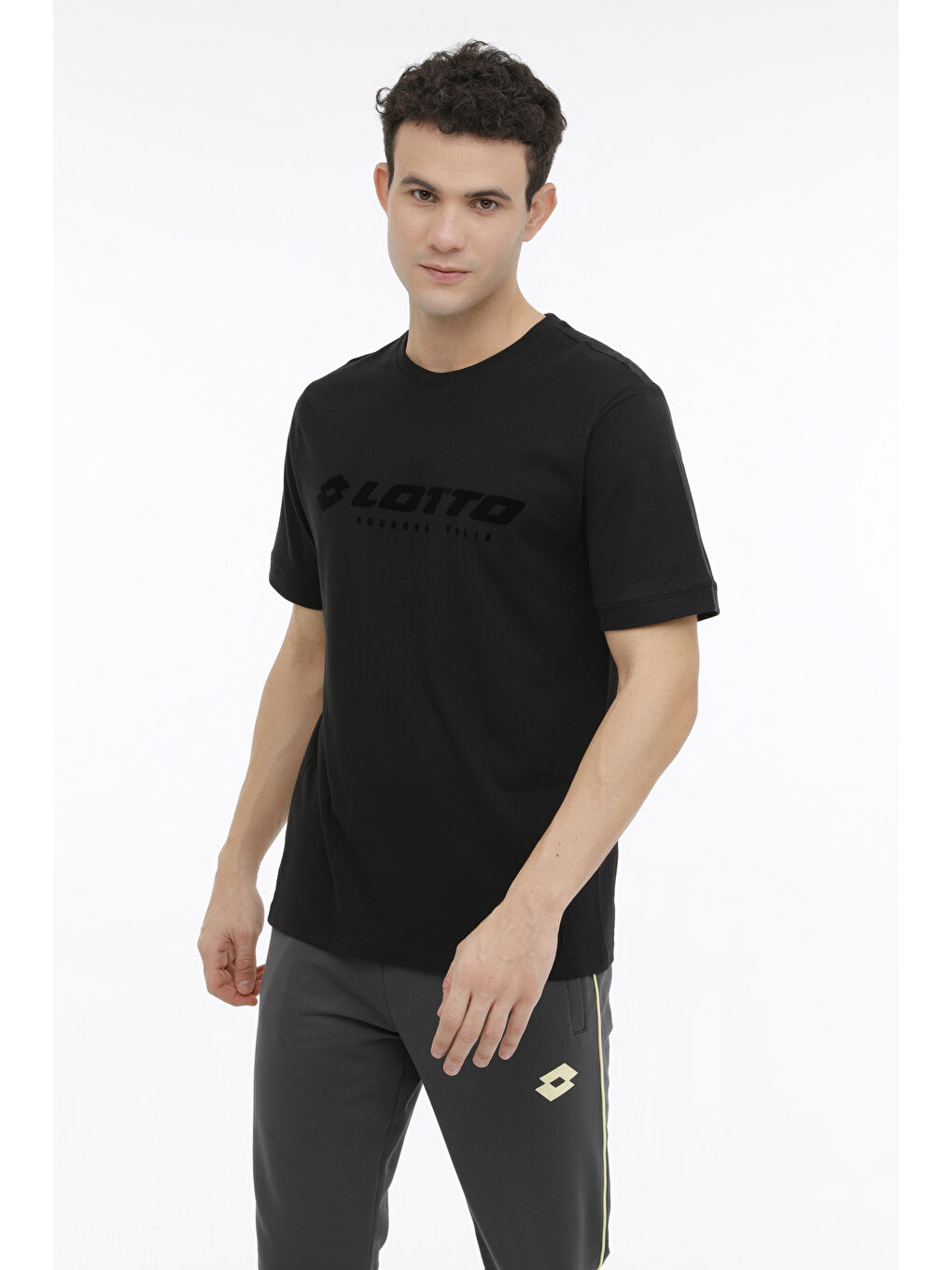 LOTTO Siyah M-ATH DUE V TEE 4FX Siyah Erkek Kısa Kol T-Shirt