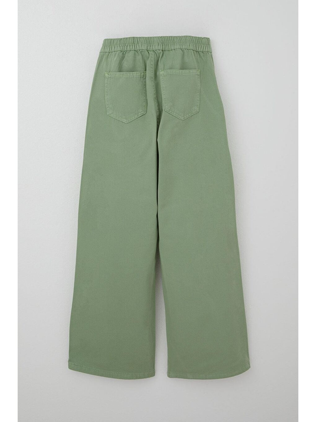 Kız Çocuk Gabardin Pantolon Geniş Paça Beli Lastikli Mint Yeşili (10-14 Yaş)-1
