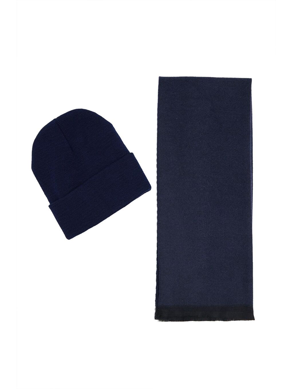 Erkek 2'Li Paket Sıcak Tutan Lacivert Atkı Bere Set-3