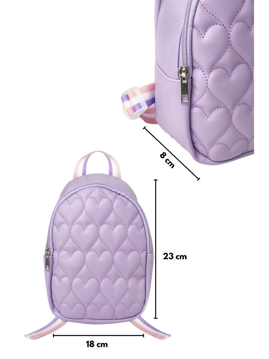 Lila Kalp Desenli Kız Çocuk Sırt Çantası-3