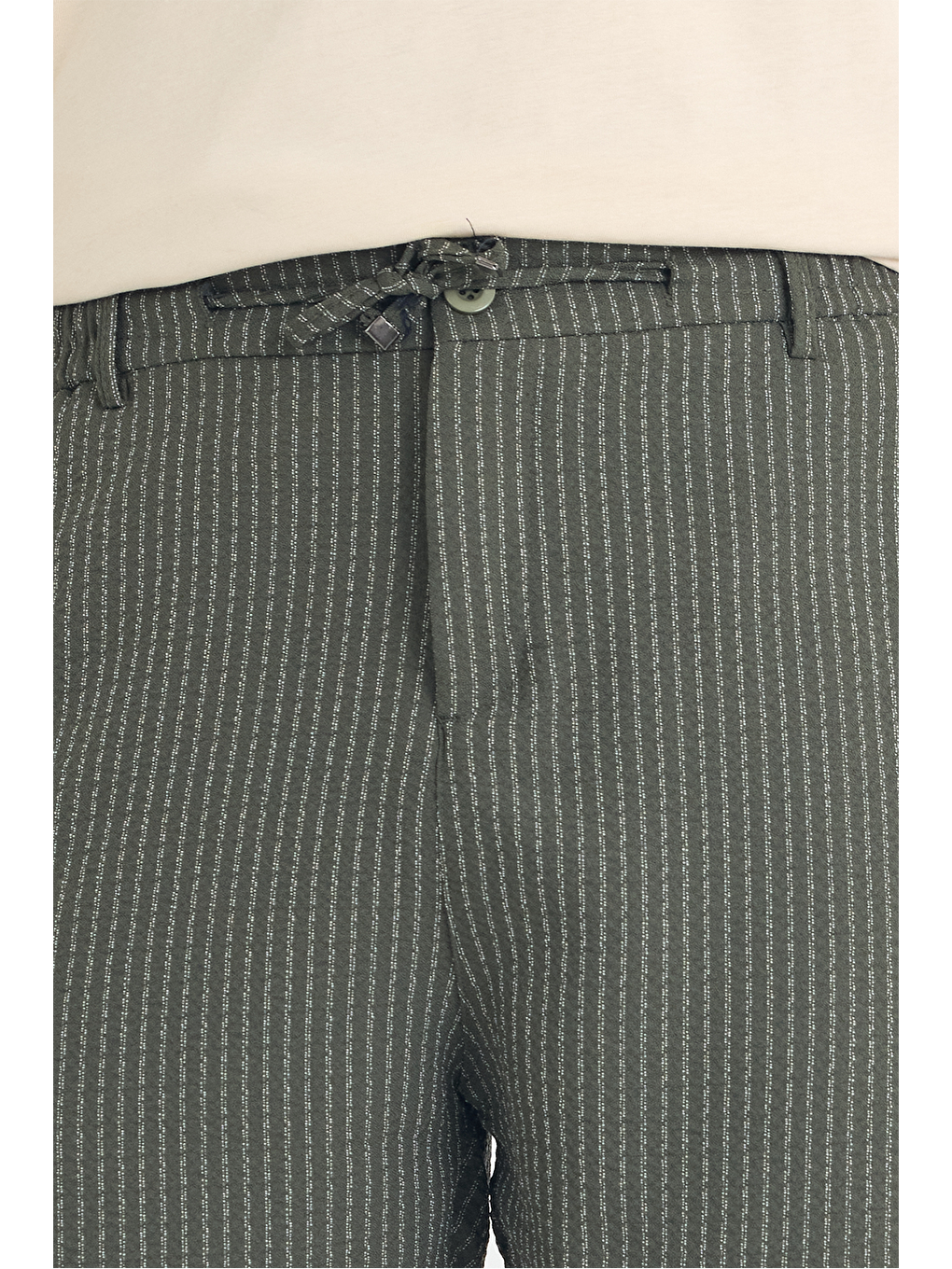 Erkek Haki Çizgili Şort-2