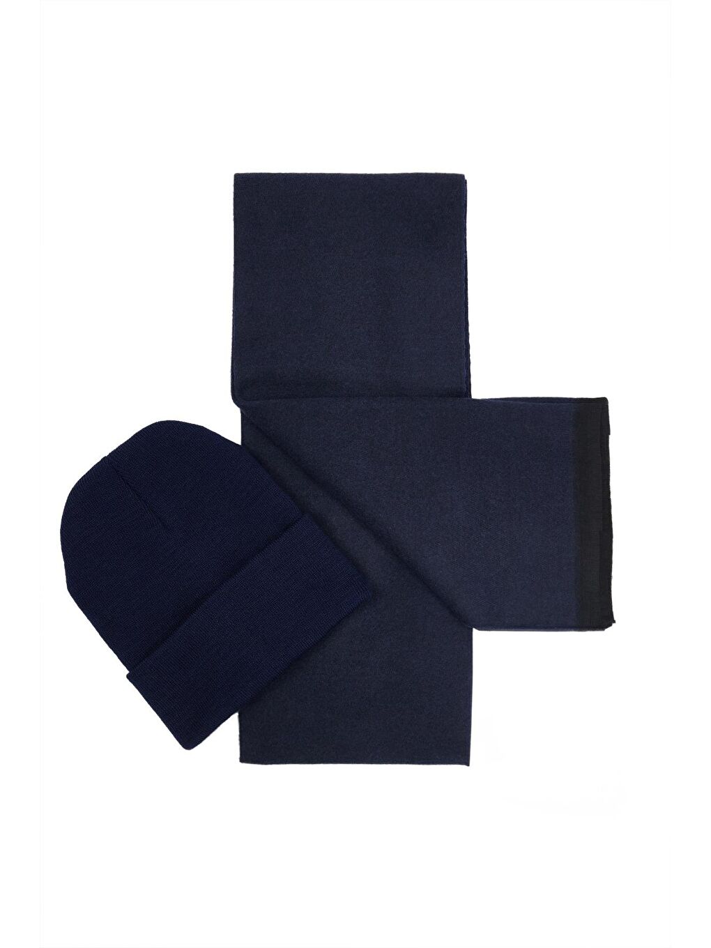 Erkek 2'Li Paket Sıcak Tutan Lacivert Atkı Bere Set-4