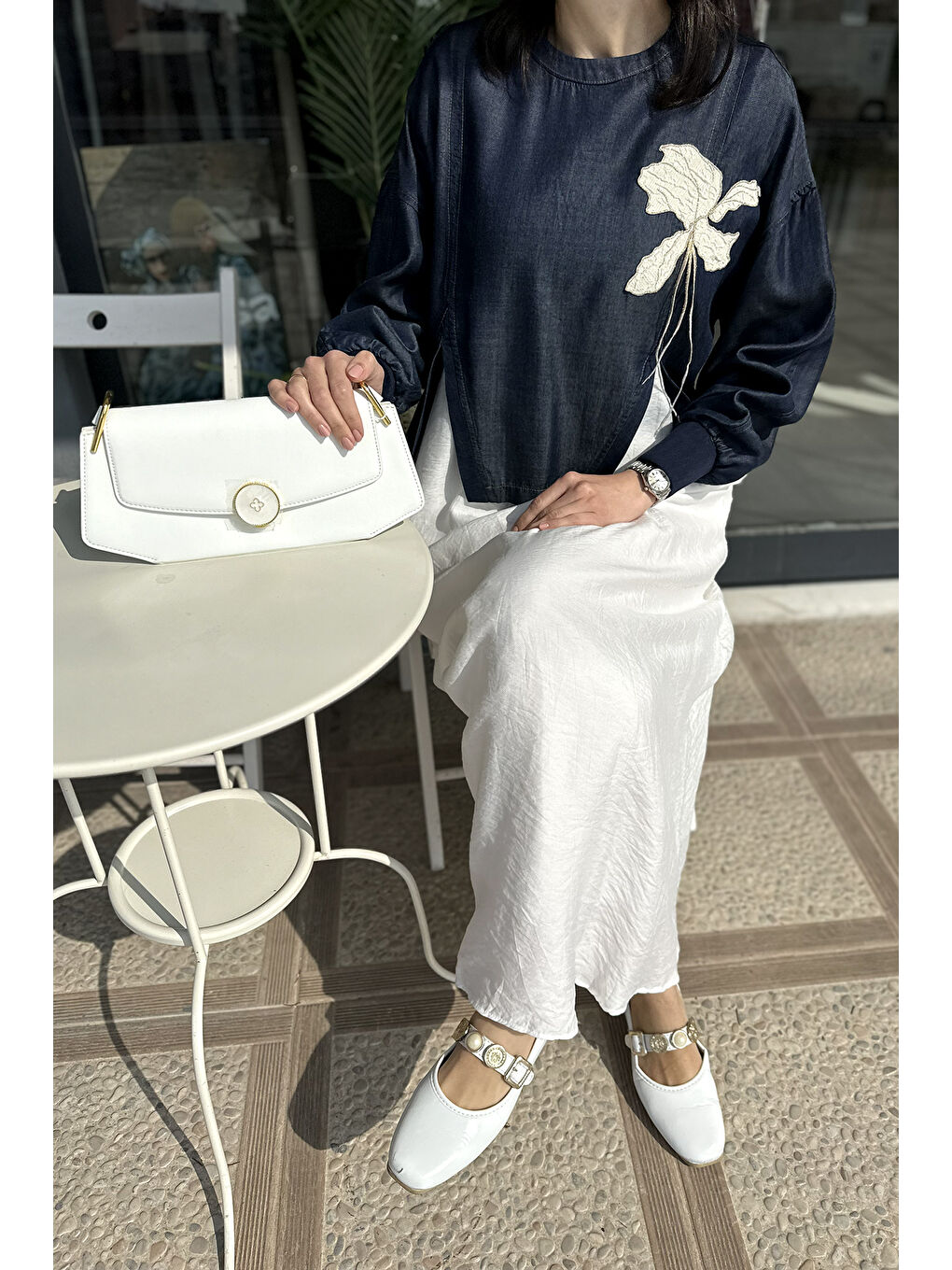 Double Dream Elbise Bluz Takım 5169 Mavi/Ekru-4