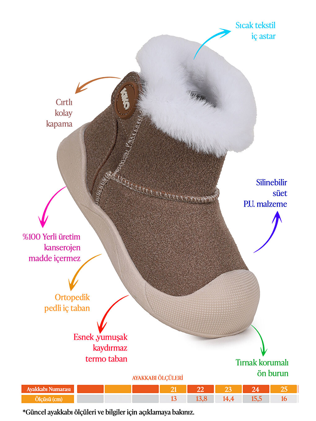 Bej Liplan Cırtlı Termo Taban Kız Bebek Bot Ayakkabı-1