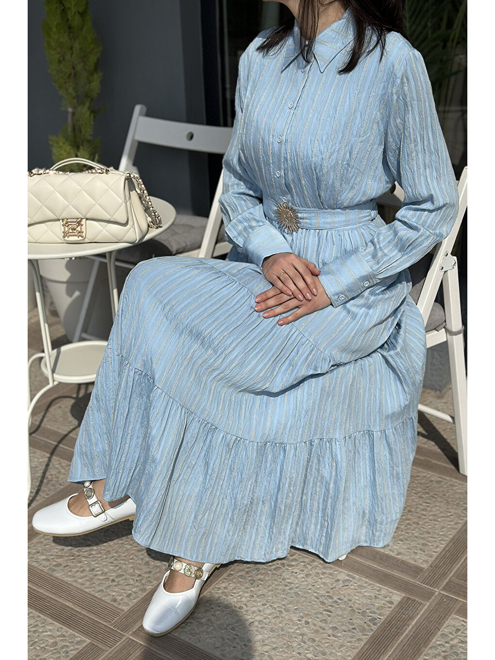 Missemramiss Summer Line Elbise 5248 Açık Mavi-1