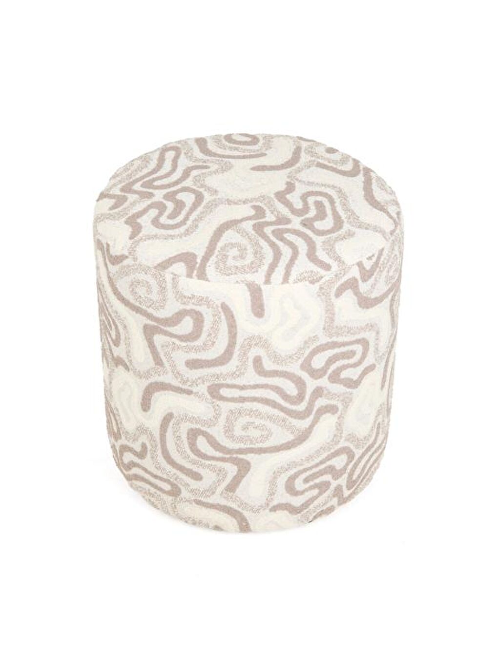 Savona Silindir Desenli Puf - Gri / Kahverengi - 42x38x38 cm-2