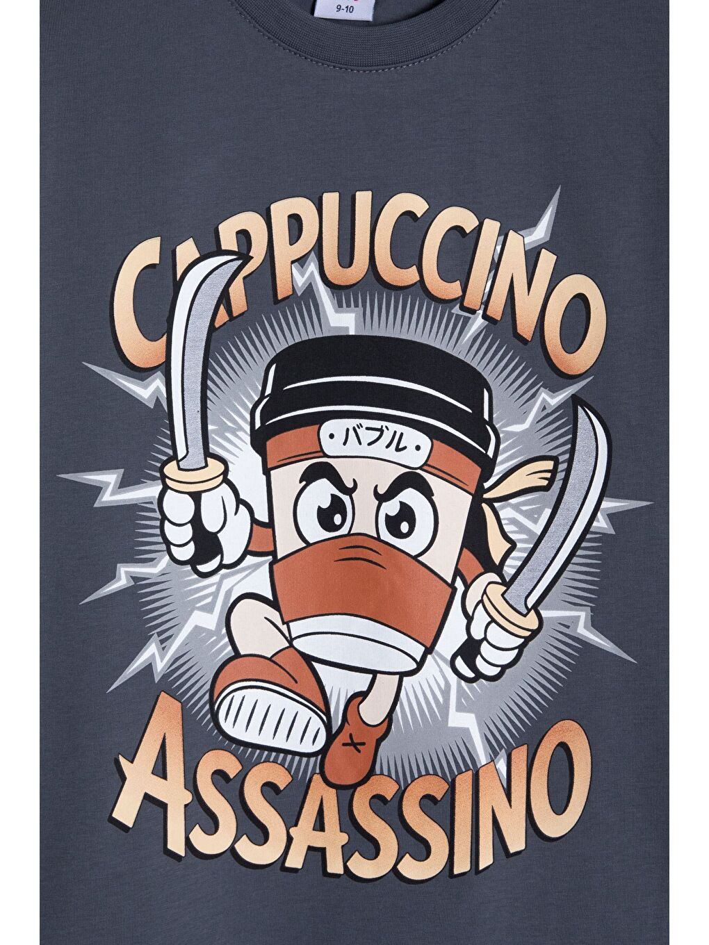 Gri Füme Karakter Baskılı Bisiklet Yaka Tişörtlü Erkek Çocuk Şortlu Takım 23844-3