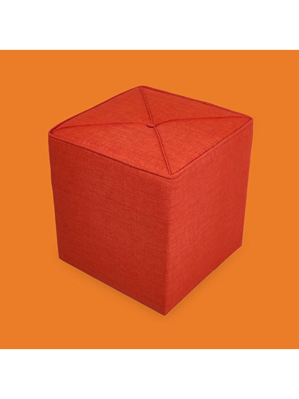 Kahverengi Kare Puf - Kiremit - 43x40x40 cm-5