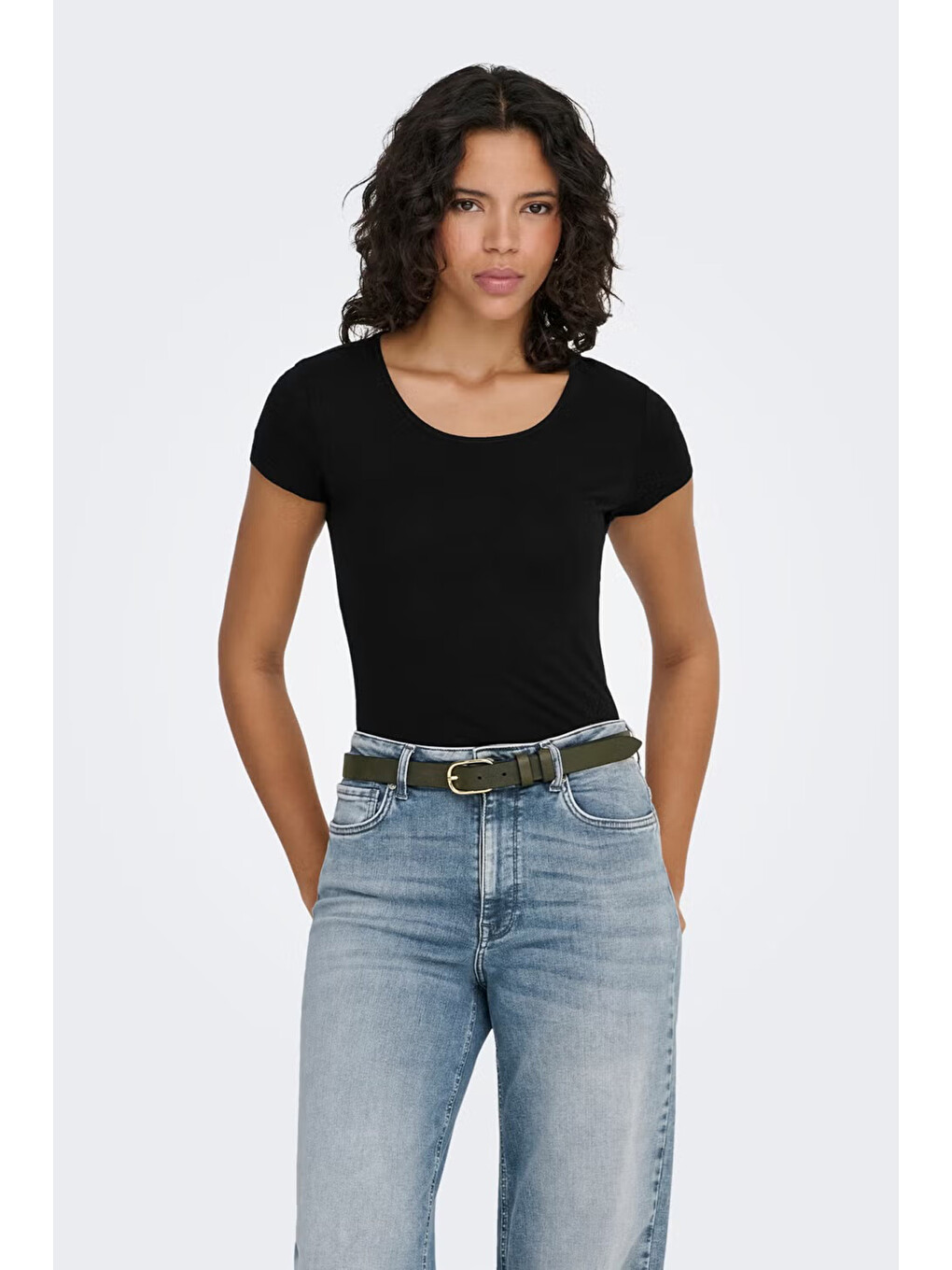 Siyah Onllive Pamuklu Regular Fit Bisiklert Yaka T Shirt 15205059
