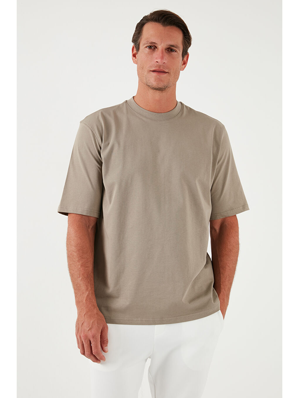 Buratti Yeşil Pamuklu Oversize Bisiklet Yaka Basic Erkek T Shirt 5902365 - 5