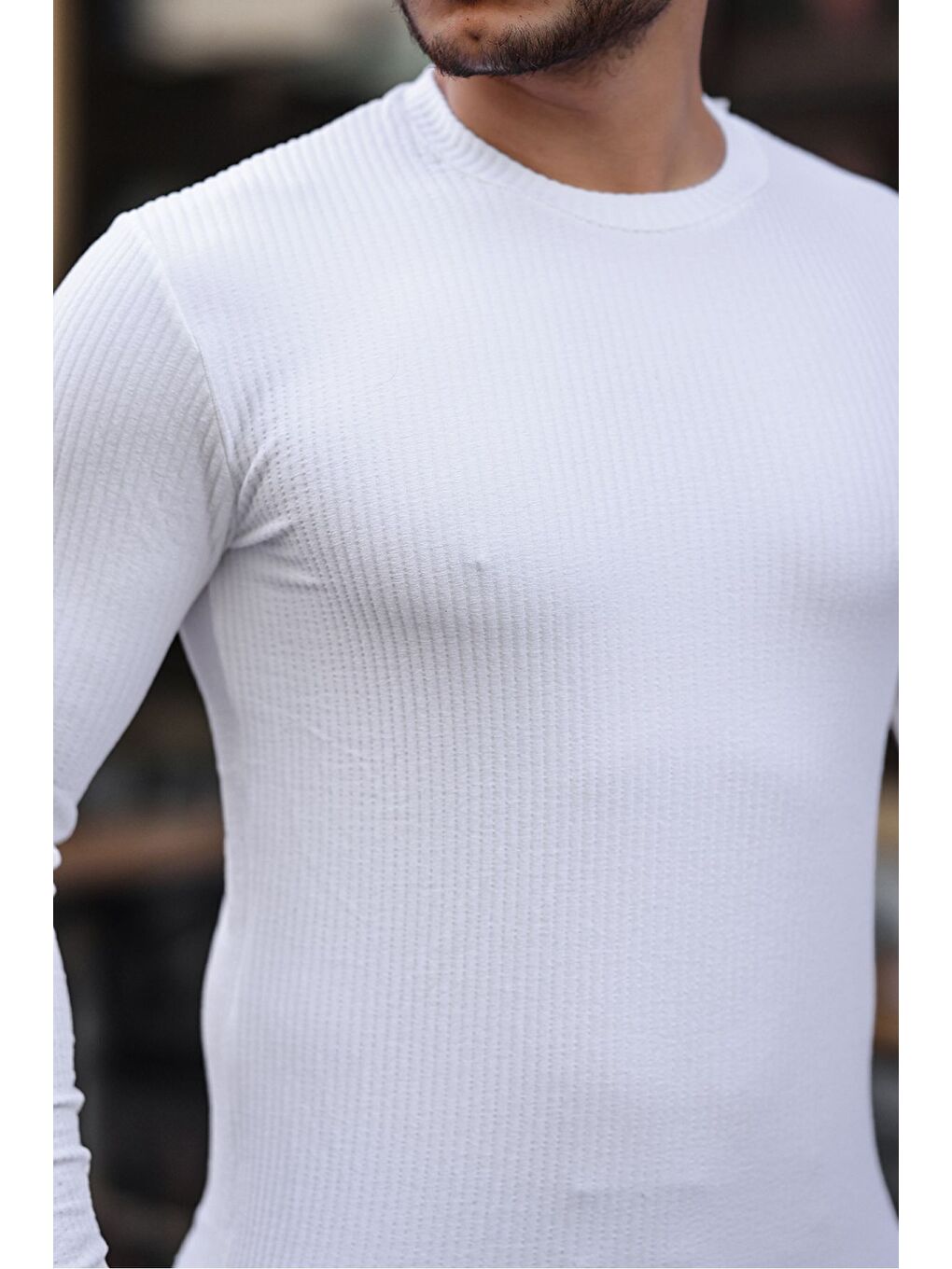 Beyaz Jakarlı Mevsimlik Sweatshirt-1