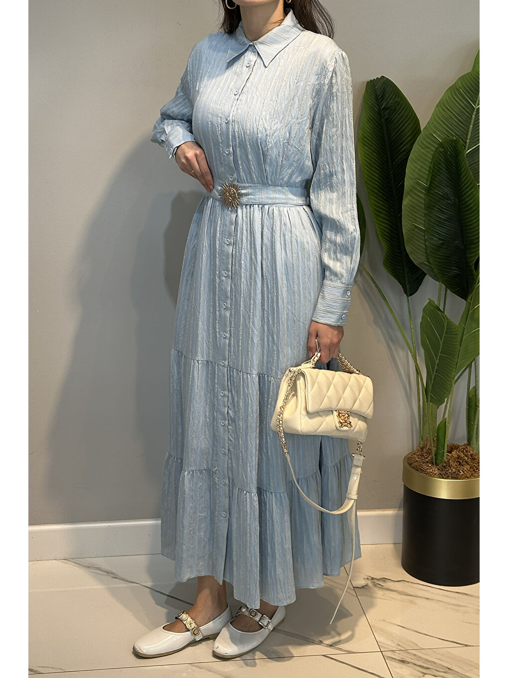 Missemramiss Summer Line Elbise 5248 Açık Mavi-3