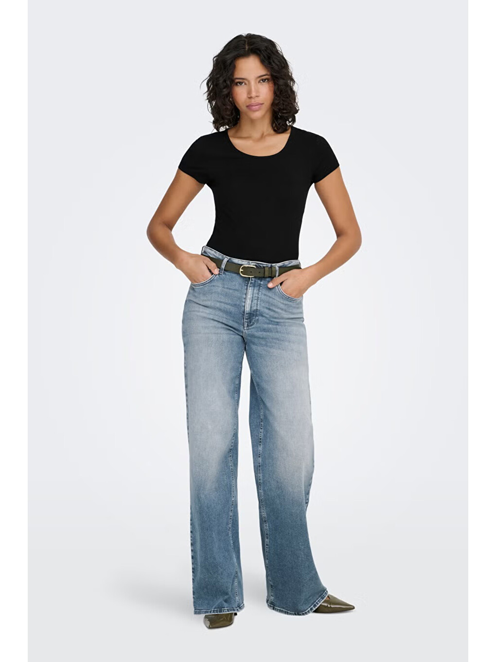 Siyah Onllive Pamuklu Regular Fit Bisiklert Yaka T Shirt 15205059-1