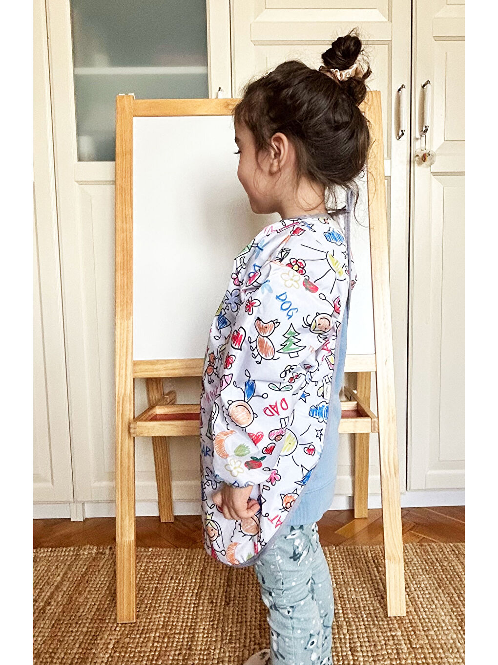 7-11 Yaş, Family, Sıvı Geçirmez, Makinede Yıkanabilir, Uzun Kollu Çocuk, Aktivite Mama Önlüğü-2