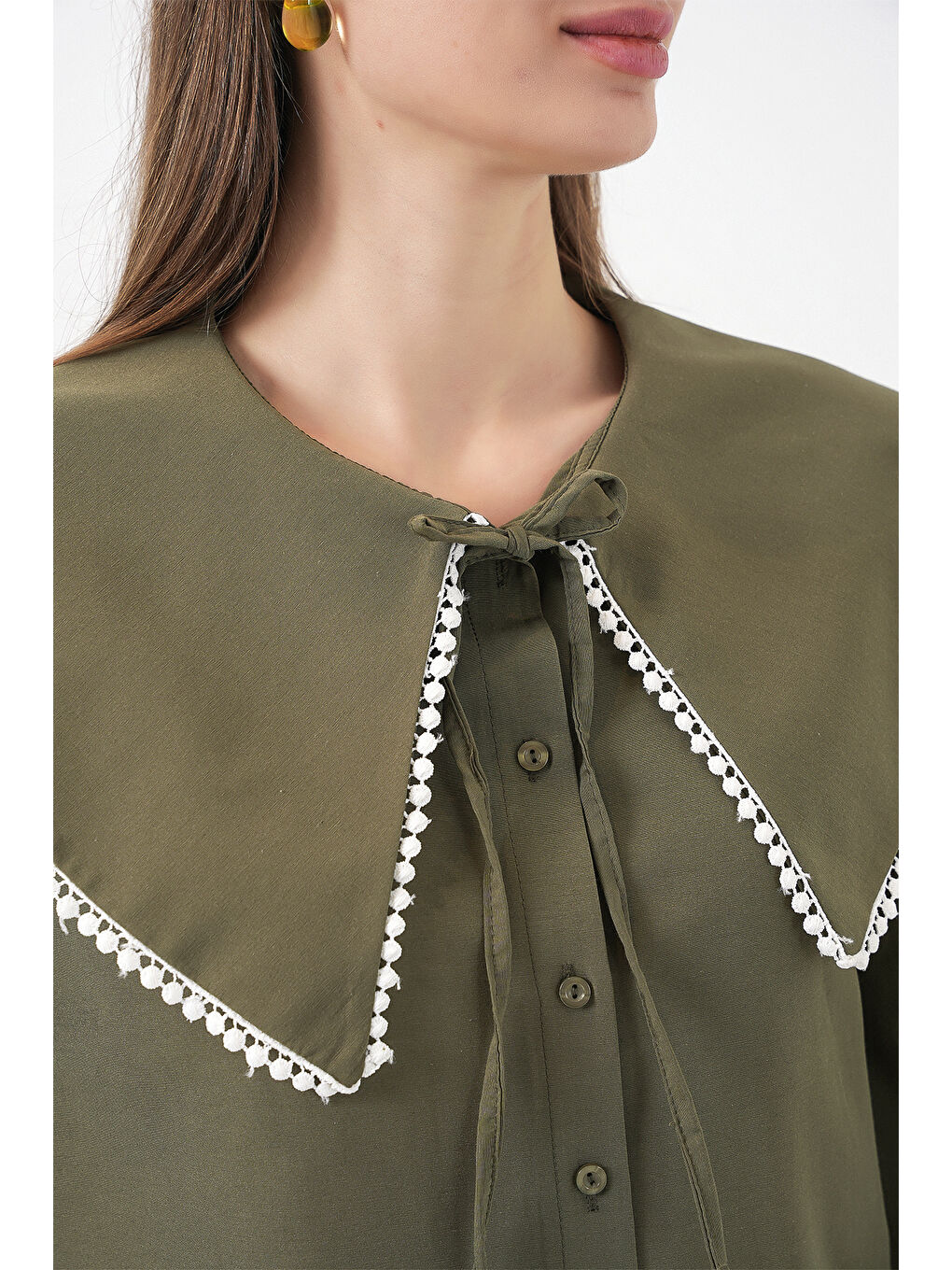 Kadın Bebe Yaka Gömlek 20314 - Haki-5