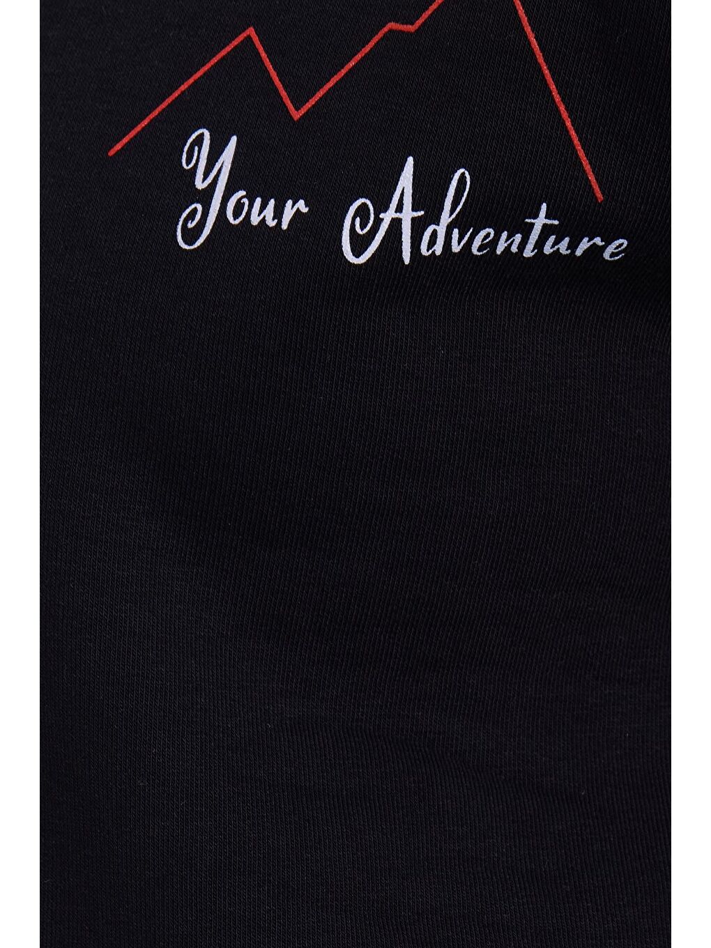 Kadın Oversize Geniş Kesim Pamuklu Yumuşak Dokulu İçi Polarlı Baskılı Siyah Kapüşonlu Sweatshirt-5