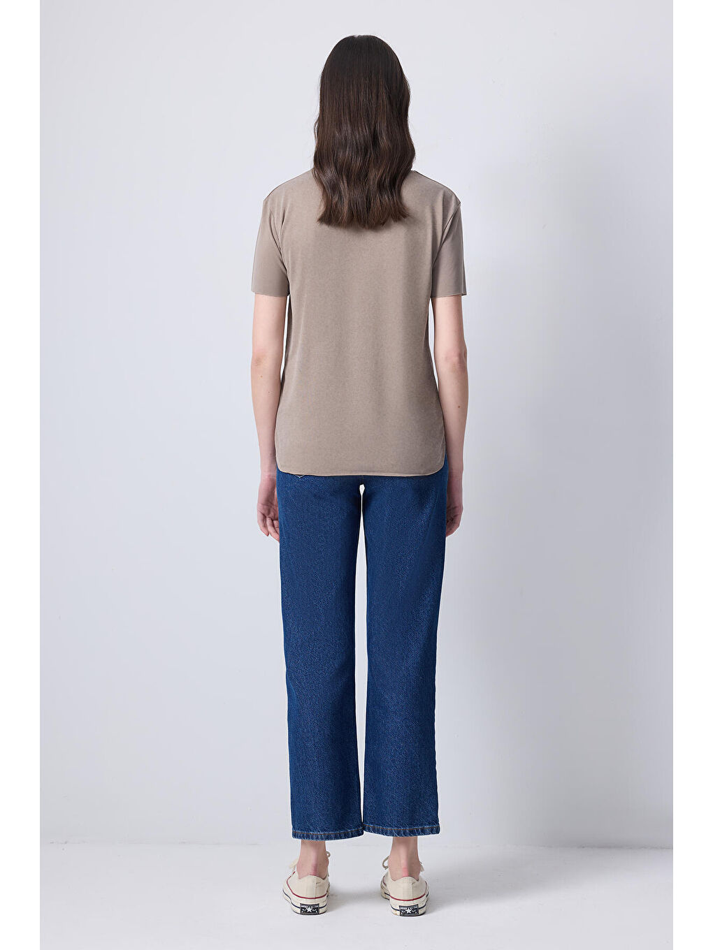 Kahverengi Basic Modal T-Shırt-3