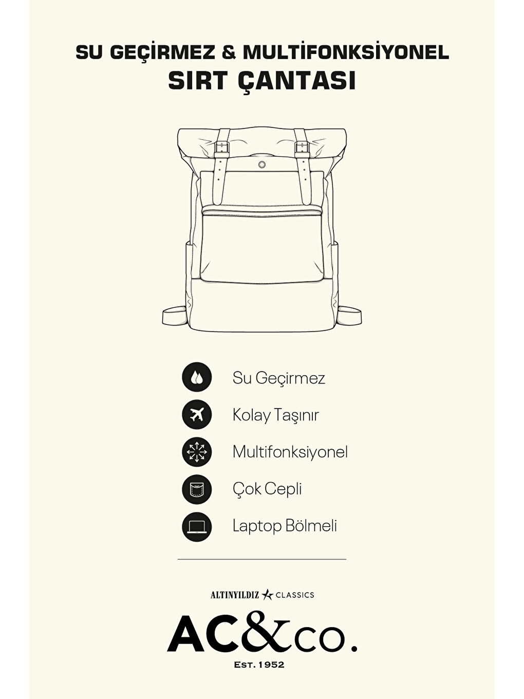 Erkek Siyah Su Geçirmez Laptop Bölmeli Kolay Taşınabilien Okul-Spor Sırt Çantası-3