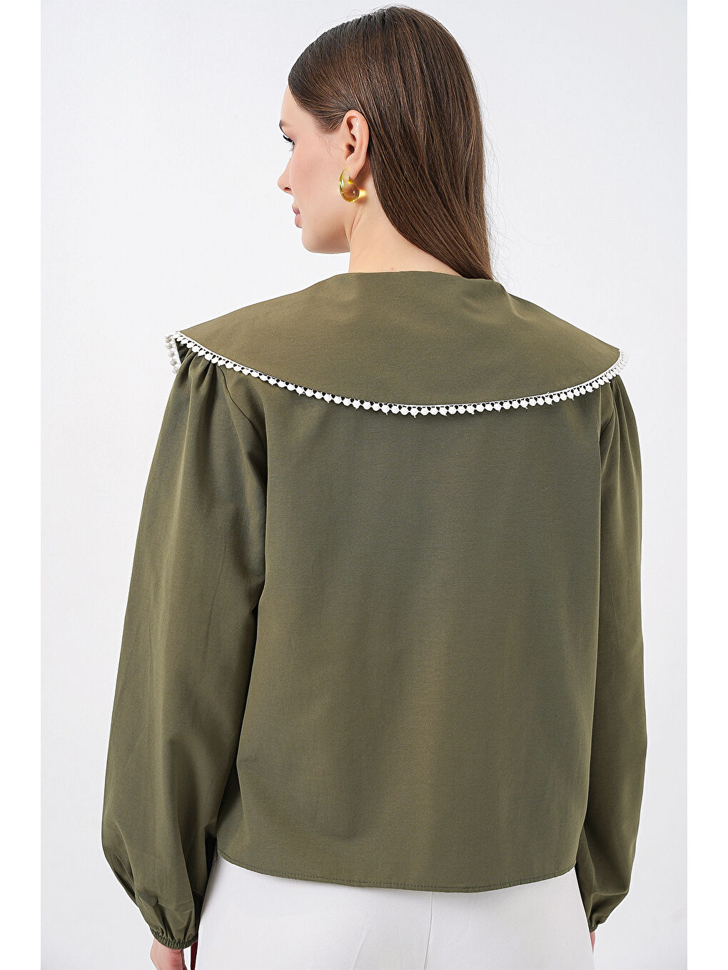 Kadın Bebe Yaka Gömlek 20314 - Haki-6