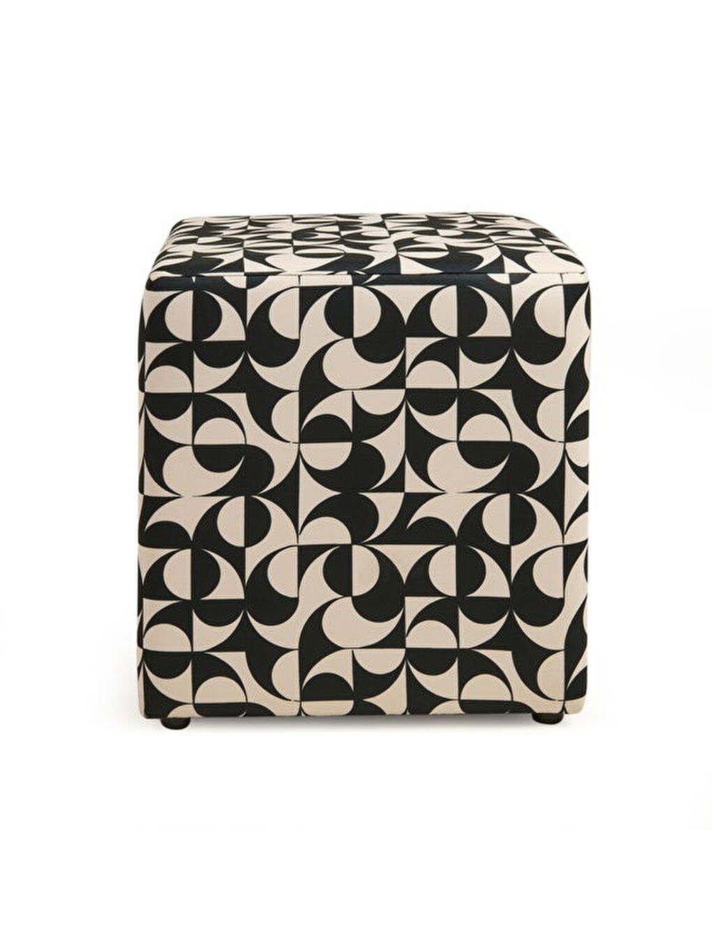 Elegant Puf - Siyah / Beyaz - 42x37x37 cm-1