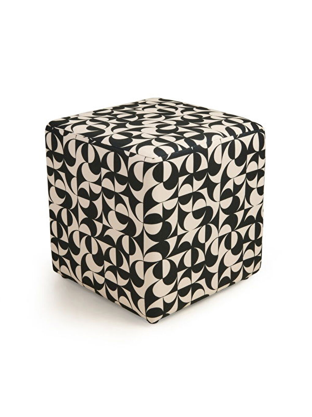 Elegant Puf - Siyah / Beyaz - 42x37x37 cm-2