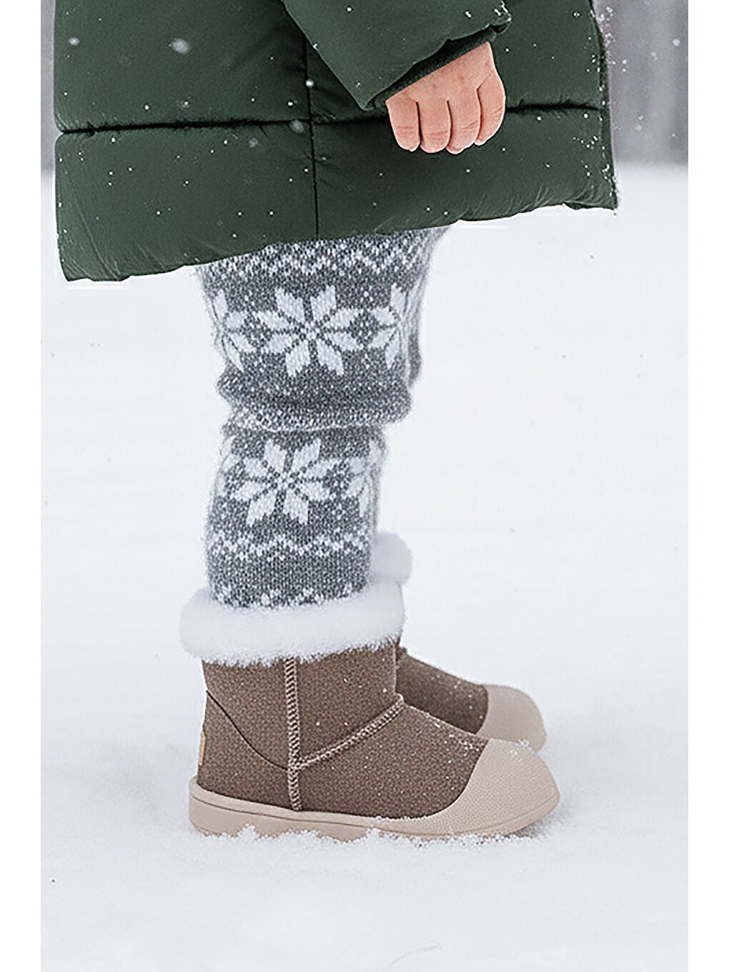 Bej Liplan Cırtlı Termo Taban Kız Bebek Bot Ayakkabı-2