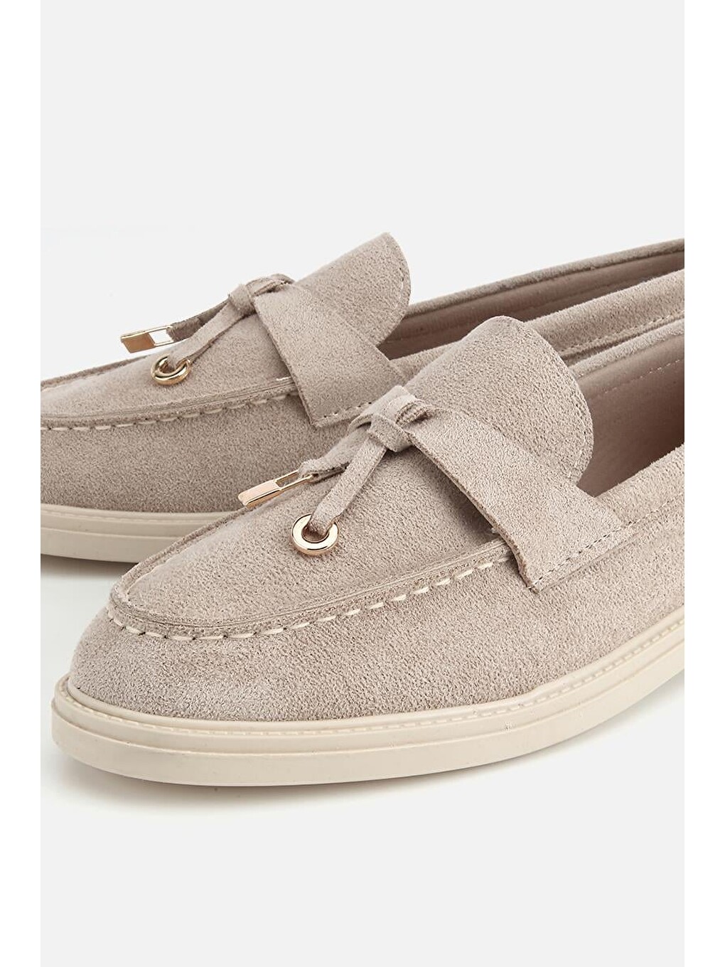 Kadın Bej Süet Püsküllü Günlük Loafer-2
