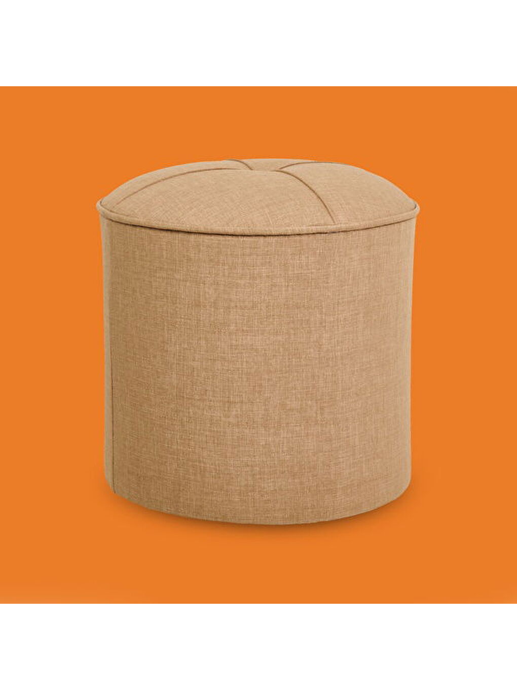 Silindir Puf - Sütlü Kahverengi - 43x42x42 cm-2