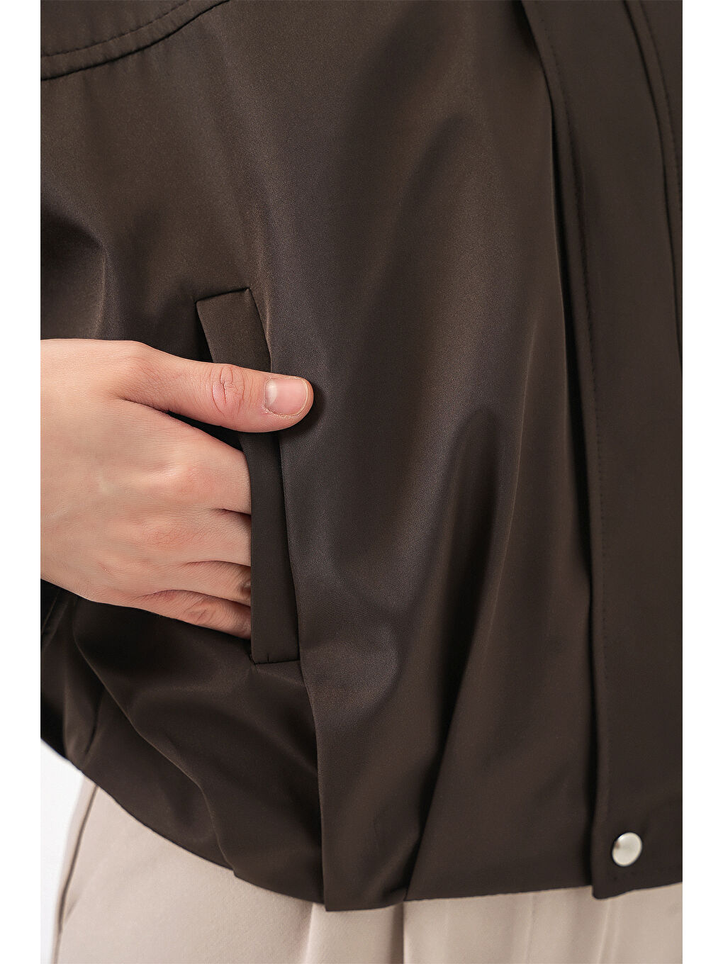 Kadın Oversize Kısa Ceket 0732 - Kahverengi-5
