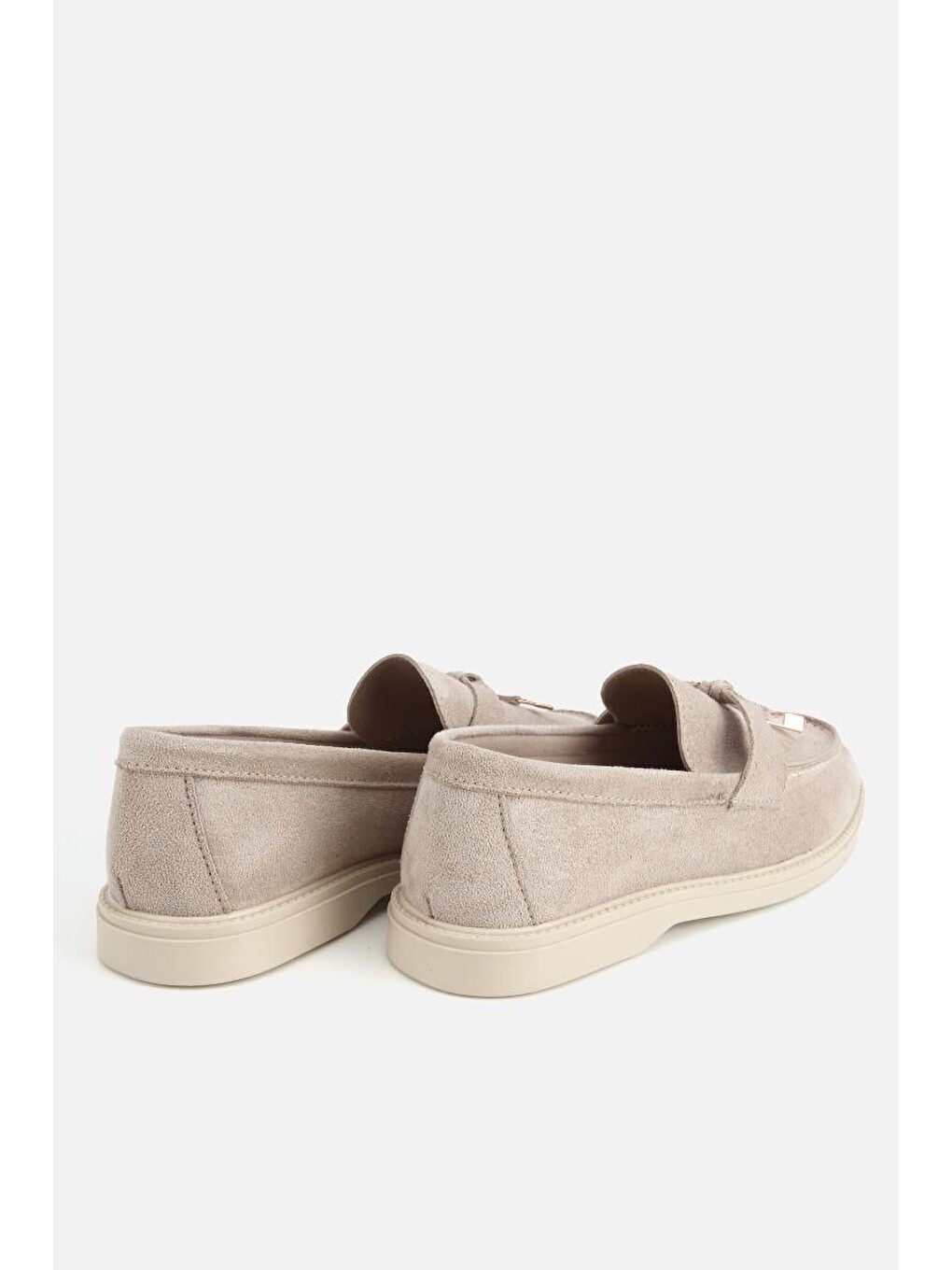 Kadın Bej Süet Püsküllü Günlük Loafer-3