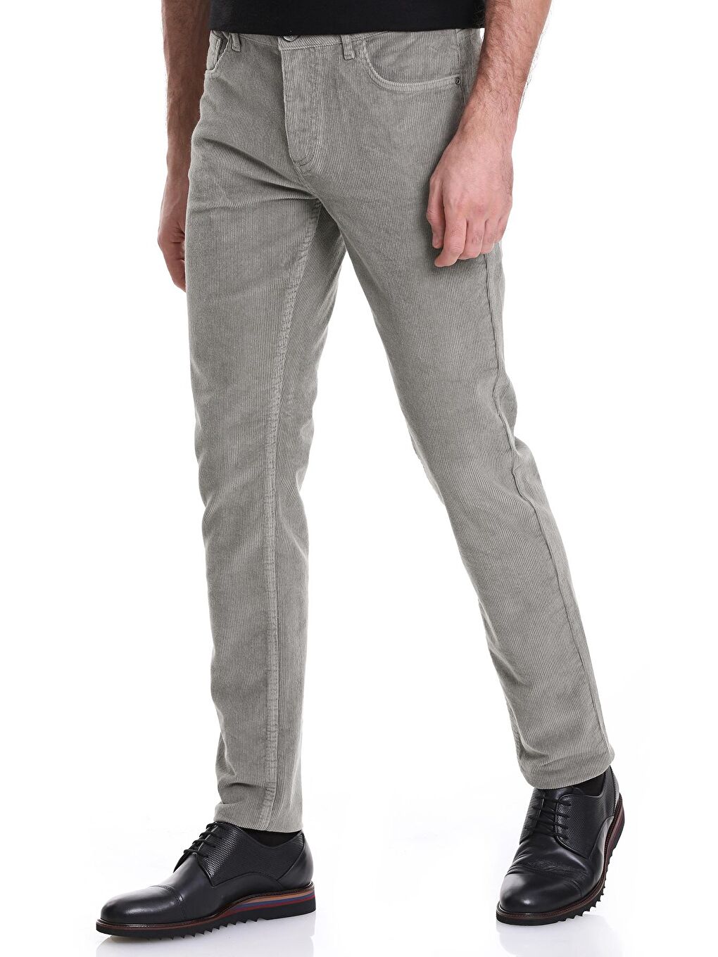 Yeşil Dinamik Fit Düz 5 Cep Casual Kadife Erkek Pantolon-3