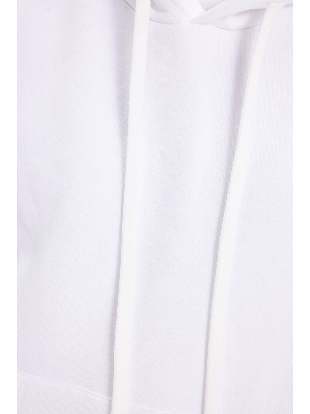 Kadın Oversize Geniş Kesim Pamuklu Yumuşak Dokulu İçi Polarlı Basic Beyaz Kapüşonlu Sweatshirt-6