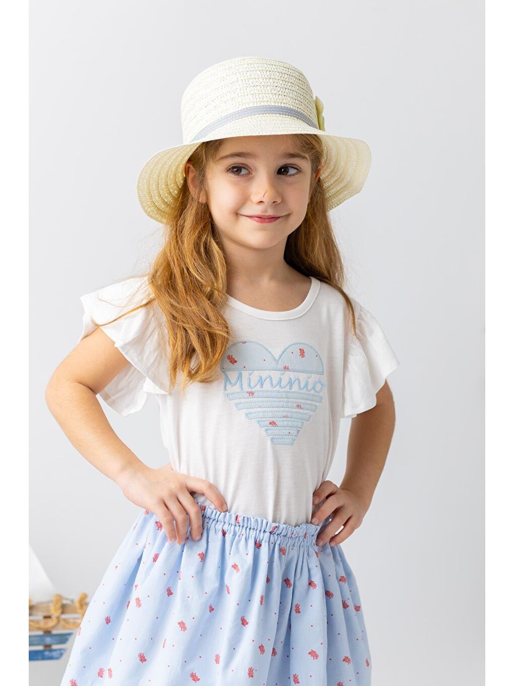 Kız Bebek Kalp Nakışlı T-Shirt - Ekru-2