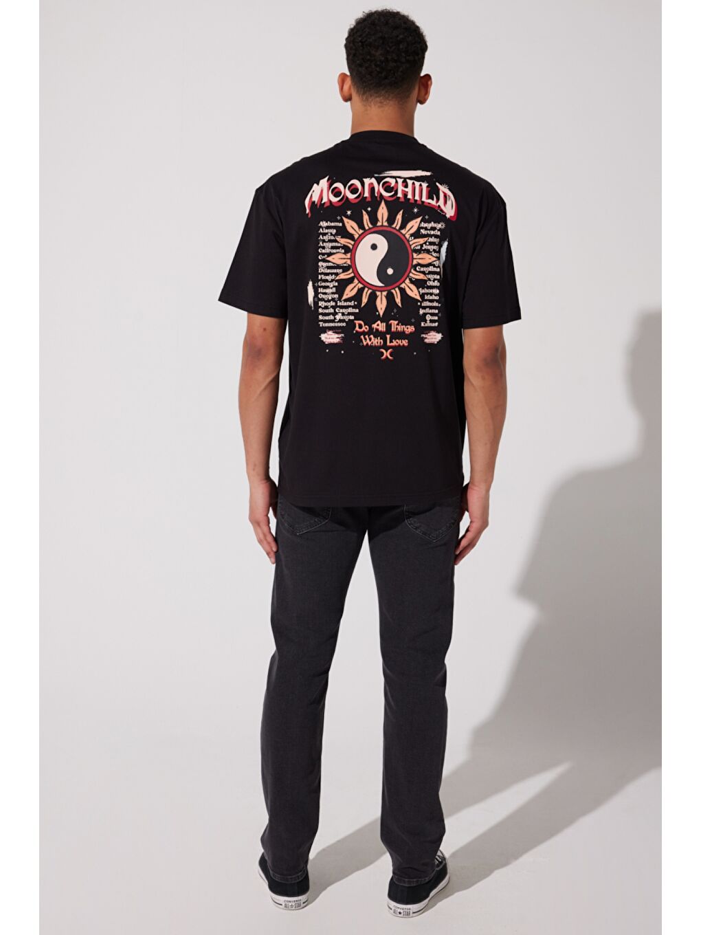 Loose Fit %100 Pamuk Bisiklet Yaka Siyah Tişört-5