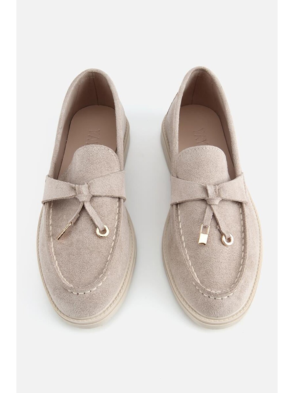Kadın Bej Süet Püsküllü Günlük Loafer-5